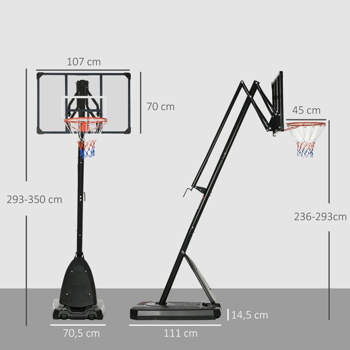 Panier de basket sur pied à roulettes réglable intérieur extérieur