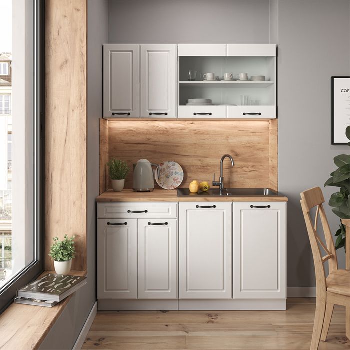 Test Vicco Cuisine R-Line 140 cm : design noir et chêne doré