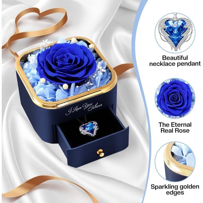 Rose Eternelle Préservée Fleur pour avec Collier pour Femmes