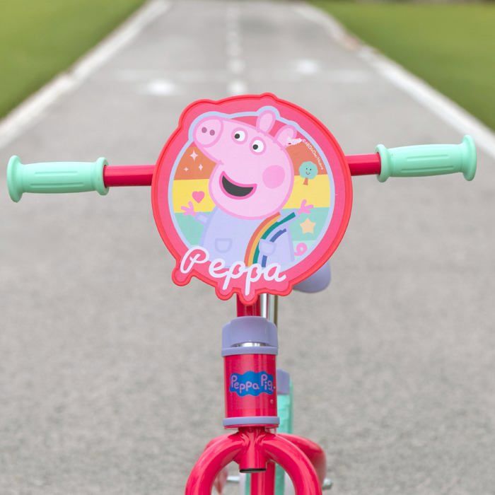 Peppa Pig Vélo sans pédales, 70 x 41 x 50 cm, max. 20 kg, vélo d'équilibre, 2 roues en caoutchouc anti-crevaison, guidon et selle réglables, hauteur réglable, licence officielle, licence officielle