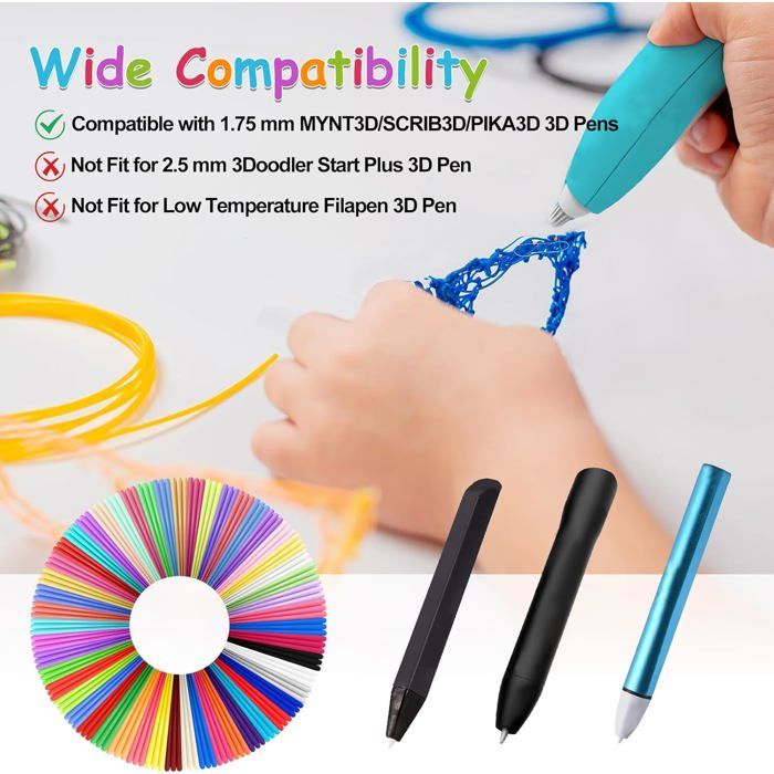 Filament PLA pour stylo 3D - DOK - 40 couleurs - 1,75 mm - 120 mètres ...