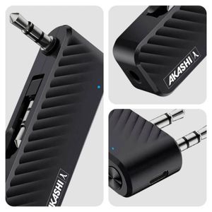 Récepteur/transmetteur Audio Bluetooth 5.3 Auvisio - Multipoint (2 Appareils), Basse Latence, Batterie 12h, Prise Jack 3,5 Mm, Pour Voiture, Avion, Etc.