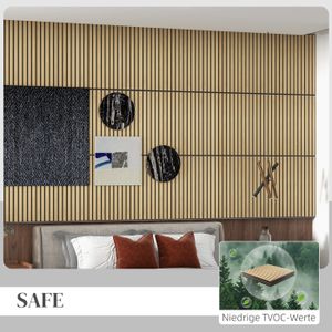 Panneaux Muraux Ollewiellan Lot De 4 2,88 M² - En Bois Gris Et Feutre - 120 X 60 Cm - Revêtement Mural En Bois Pour Studio Et Maison - Décoration Murale Intérieure - Panneaux Panneaux Acoustiques