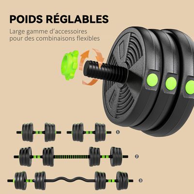 Haltère réglable - FITFIU Fitness PA-250 - poids de 5kg à 25kg