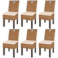 FNCM® Chaise de Salon Scandinave - Lot de 6 Chaises de salle à manger - Chaise à dîner Rotin Kubu Bois de manguier ❤3861-0