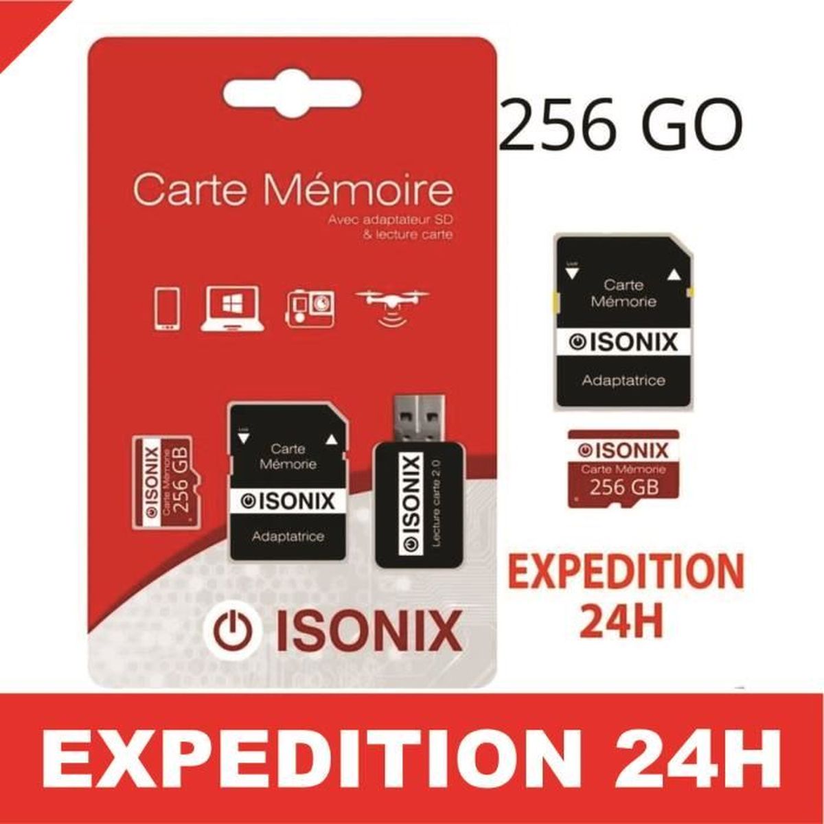 Carte Mémoire 256 Go Gaming Plus Série, Vitesse de Lecture allant jusqu