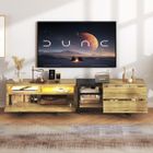 NHHF Meuble TV 180 cm avec LED pour TV 80" - Meuble TV Moderne avec Rangement - pour Salon - Noir et Finition grain de bois