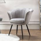 WAHSON OFFICE CHAIRS Wahson Fauteuil et Chaise avec Pieds en Métal Plaqué Or, Fauteuil Coquillage pour Coiffeuse, Fauteuil de salon, Velours, Gris