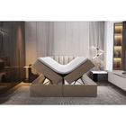 TRADA Lit adulte 200x200 cm PALERMO - avec matelas ressorts intégrés, rangement et surmatelas - tissu velours – beige