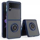 Coque pour Samsung Z Flip 4 - AURSTORE - BLEU - Antichoc - Support Anneau Aimante - Protection caméra