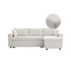 LOUNGITUDE MARIA - Canapé d'angle réversible, convertible en tissu bouclette - Blanc