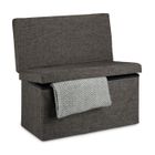 Relaxdays Tabouret de rangement pliant en lin avec dossier appui-dos coffre pouf H x l P: 73 x 76 x 38 cm, marron