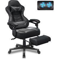 Fauteuil Gamer Chaise De Bureau Ergonomique à Haut Dossier avec Repose-pied Appui-tête Support Lombaire Massage Gris