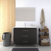 Ensemble meuble de salle de bain avec lavabo - Chêne - 100x45x82 cm - 3 tiroirs