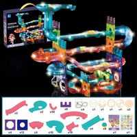 Blocs de Construction Magnétiques - 110 pcs 3D Jouet STEM éducatif - Brillent Marbre Piste Blocs Aimantés Jeux Pour 3,4,5,6,7,8 Ans+