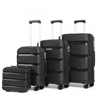 Kono Set de 4 Valise Cabine Rigide  (55/65/75cm) Valises de Voyage à 4 roulettes + Serrure TSA & Portable Vanity Case Noir