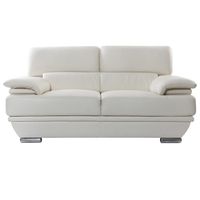 Canapé cuir 2 places avec têtières ajustables blanc cassé EWING - MILIBOO - Contemporain - Design - Fixe