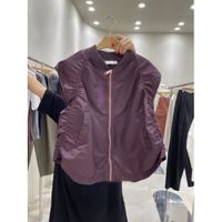 Débardeur,Gilet à fermeture éclair au design plissé pour femmes,manteau vintage décontracté,streetwear simple,mode- Violet[C347]
