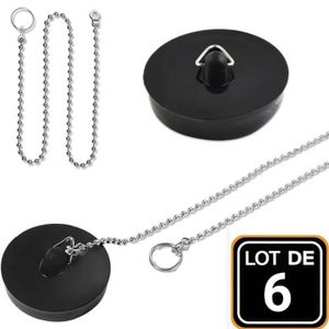2 Bouchons Caoutchouc 45mm Avec Chaîne Pour Baignoire, Cuisine, Salle De Bain - Bricolage