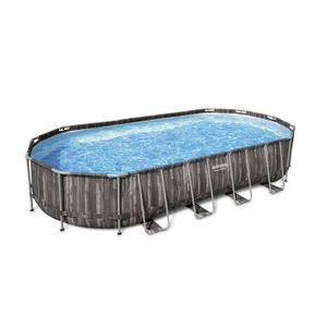 PISCINE Kit piscine géante complet BESTWAY – Spinelle – piscine ovale tubulaire 7x3 m motif aspect bois. pompe de filtration. échelle. bâche