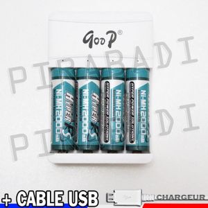 PILES 4 PILES ACCUS RECHARGEABLE AA LR06 R06 1.2V 2000mA