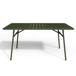 Ensemble table et chaise de jardin Table de jardin en métal - L.160 cm - Kaki - MIRMA