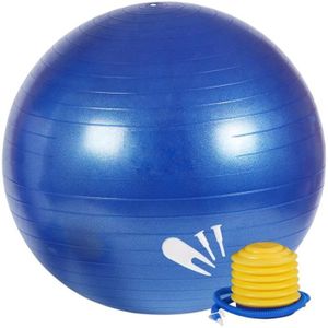 BALLON SUISSE-GYM BALL Ballon de yoga professionnel anti-éclatement 75 cm pour exercices de fitness, gym et entraînement Pompe incluse (Bleu foncé) 905