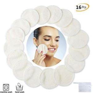 Tampons Demaquillant R/éutilisables Paquet De 16 Tampons En Coton Bambou Lingettes Demaquillant Lavable avec Sac /À Lessive 3 Couches Coussinets en Nettoyage Du Visage