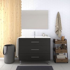 SALLE DE BAIN COMPLETE Ensemble meuble de salle de bain avec lavabo - Chêne - 100x45x82 cm - 3 tiroirs