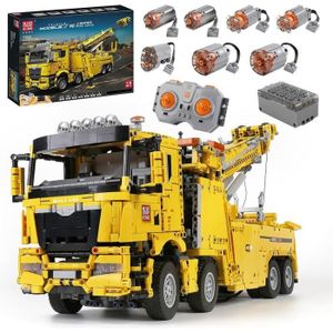 ASSEMBLAGE CONSTRUCTION Véhicule d'assistance routière jaune - MOULD KING - Lego Technic - Télécommande et 4883 pièces