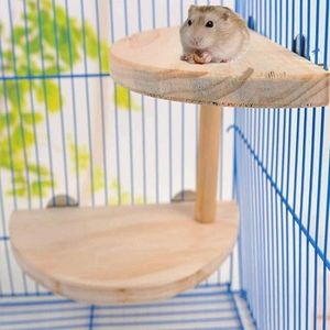 CAGE HirrWill Plateforme à 2 niveaux pour chinchilla, accessoires de cage en bois naturel pour hamster, souris, gerbille, rat, [398]