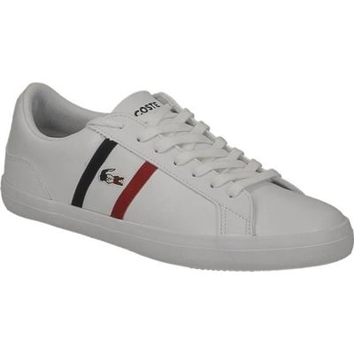 Basket Lacoste Lerond TRI1 tricolore blanc, bleu marine et rouge Blanc -  Cdiscount Chaussures