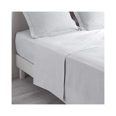 Drap Plat Lit 90 Cm Blanc - Drap Couleur Doux Résistant Facile Entretien 50% Coton 50% Polyester