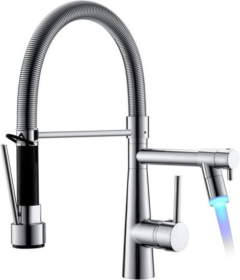 TIMACO Robinet de cuisine LED avec ressort hélicoïdal, luminaires