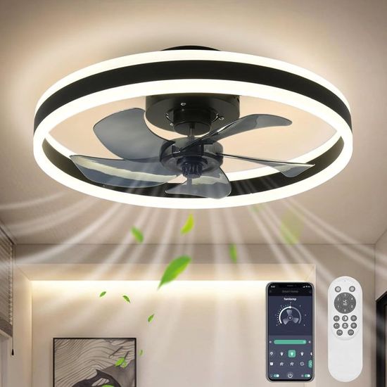 Ventilateur De Plafond Faro Barcelona Alo Noir Avec LED Et Télécommande – 152 Cm