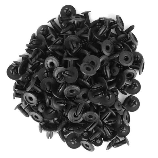 40 Pcs Rivets Plastique Noir 10x10mm - Attaches Bumper Et Garniture Voiture