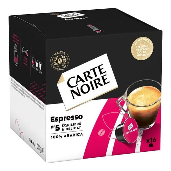 LOT DE 3 - CARTE NOIRE - Espresso Café capsules Compatibles Dolce Gusto - boîte de 16 capsules - 128 g