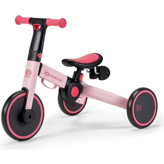 Tricycle 3 en 1 Kinderkraft 4TRIKE - Rose - Pour enfants de 1 à 5 ans - Pliable et évolutif