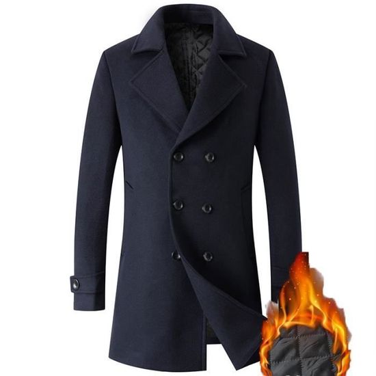 Manteau Long Homme Sage De Cret Bleu Marine - Taille M, Occasion Excellent état, Coton