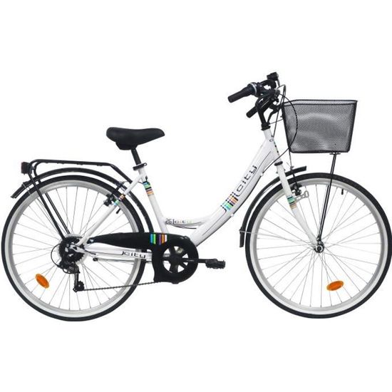 VTC 26" Vélo de Ville Femme CITY - 6 Vitesses - Shimano TY21 -  Freins V-Brake + Equipement City ( Fabrication Italienne )