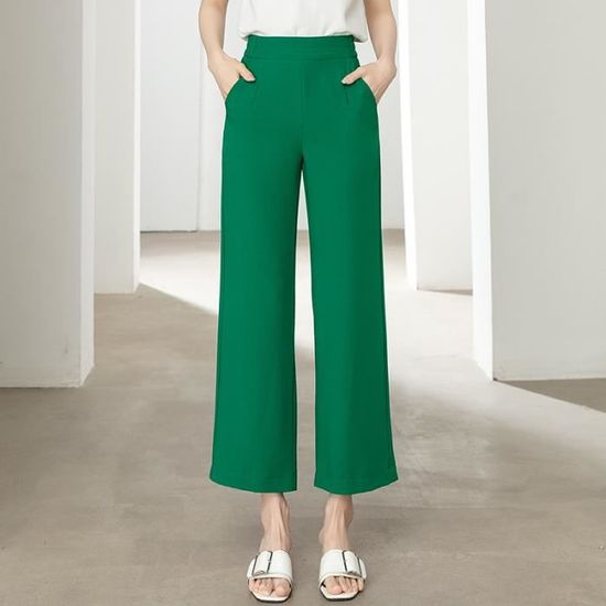 Pantalon femme 7/8 taille haute hot sale