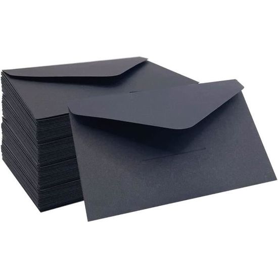 WYAN Mini Enveloppes,Lot De 80 10,5 * 7cm Noir Enveloppe Flip Classique