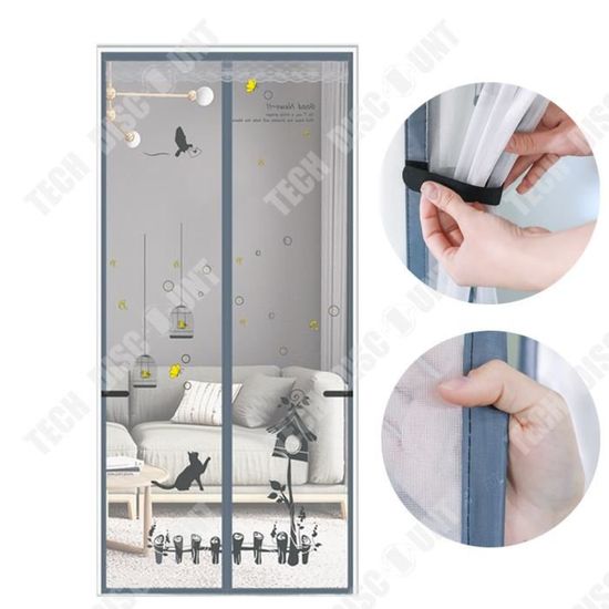 Moustiquaire Magnétique Porte 205 X 210 Cm, Rideau Maille Anti Moustique Mouche, Rideaux Anti Mouche Avec Bandes Magnétiques Fermeture Automatique