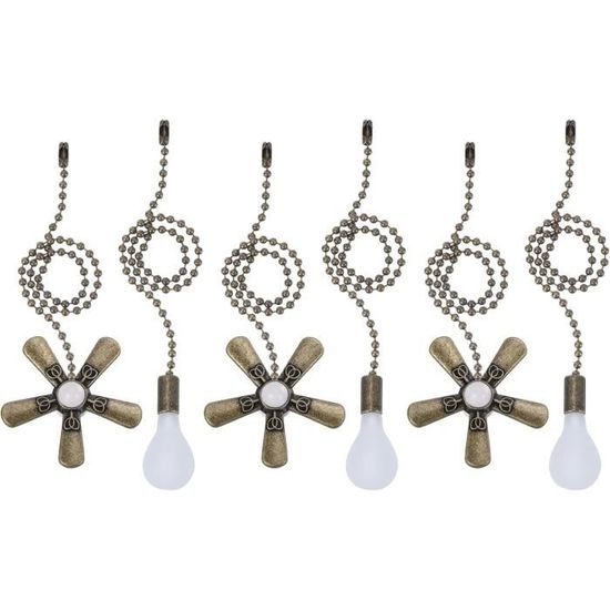 Chaînes De Traction Décoratives Pour Ventilateur De Plafond - Lot De 4 (2 Styles : Ampoule/ventilateur) - Longueur 31 Cm - Ornements Rétro Ajustables