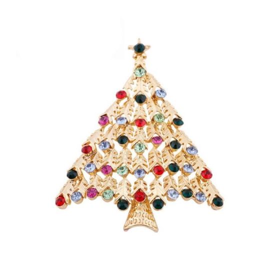 Broche Ou Pendentif Arbre De Vie Multicolore, Strass Et Métal Doré