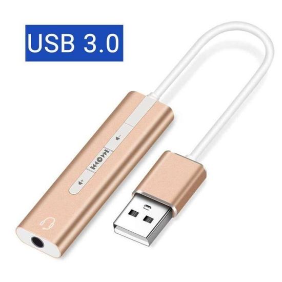 Cocosity Adaptateur Carte Son USB vers Jack 3,5mm avec Contrôle Volume