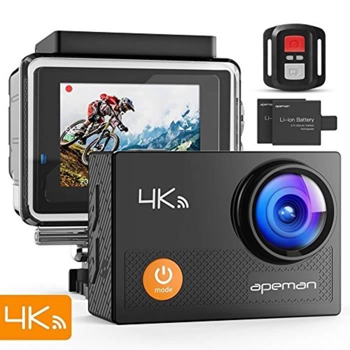 Caméra Sports - APEMAN - 4K - Ultra HD - 16MP - Wi-FI - Étanche 30Mètres - Grand-Angle -2 Batteries - 24 Accessoires