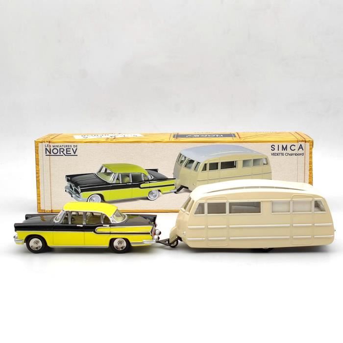 Norev 1/43 Simca Vedette Chambord 1958 & Caravane Henon CL5711 Jaune Paille & Noir Diamant Diecast Model