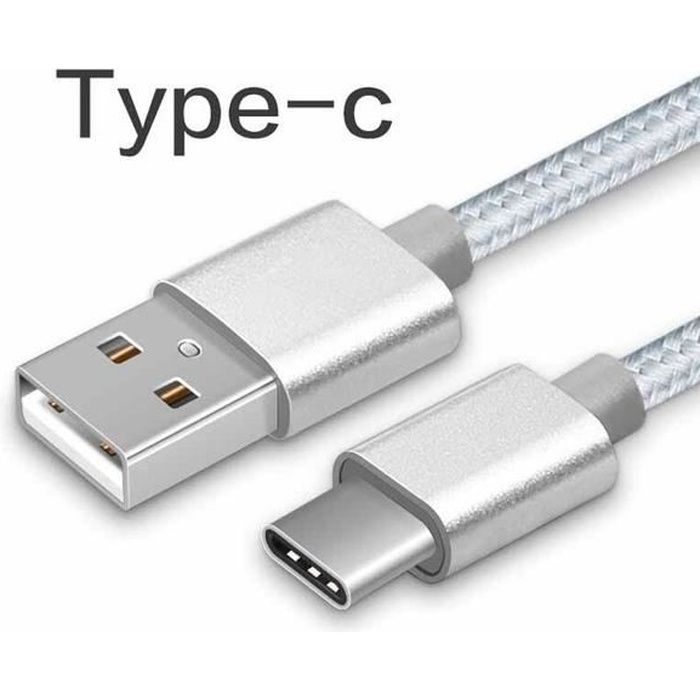 Câble USB Type C en nylon 100Cm Sync chargeur rapide Câble USB Type-C pour Huawei P10 P9