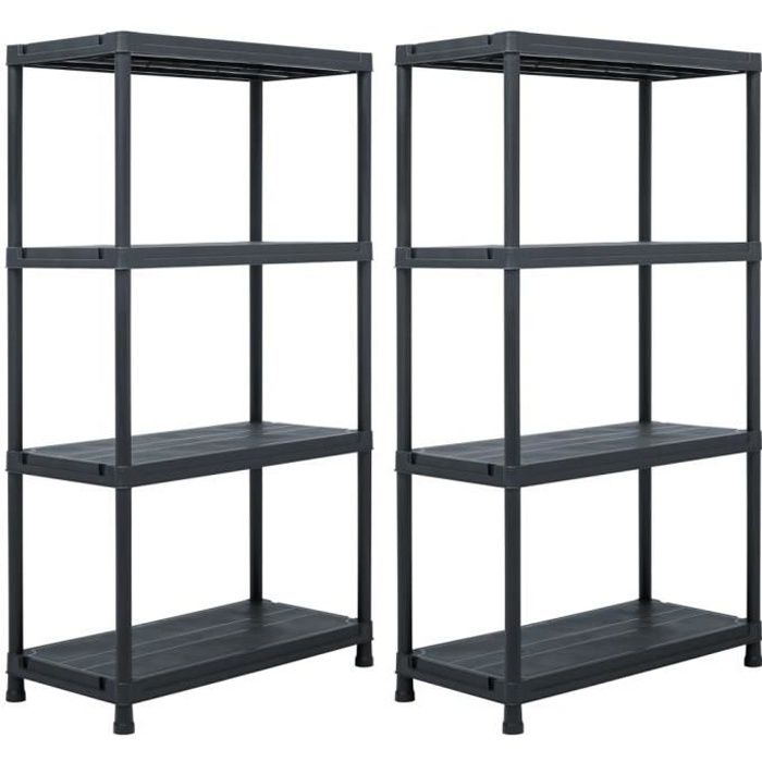 Lot de 2 Étagères de rangement - Étagères industrielles Meuble de Rangement Garage, Atelier - Noir 60x30x138 cm Plastique
